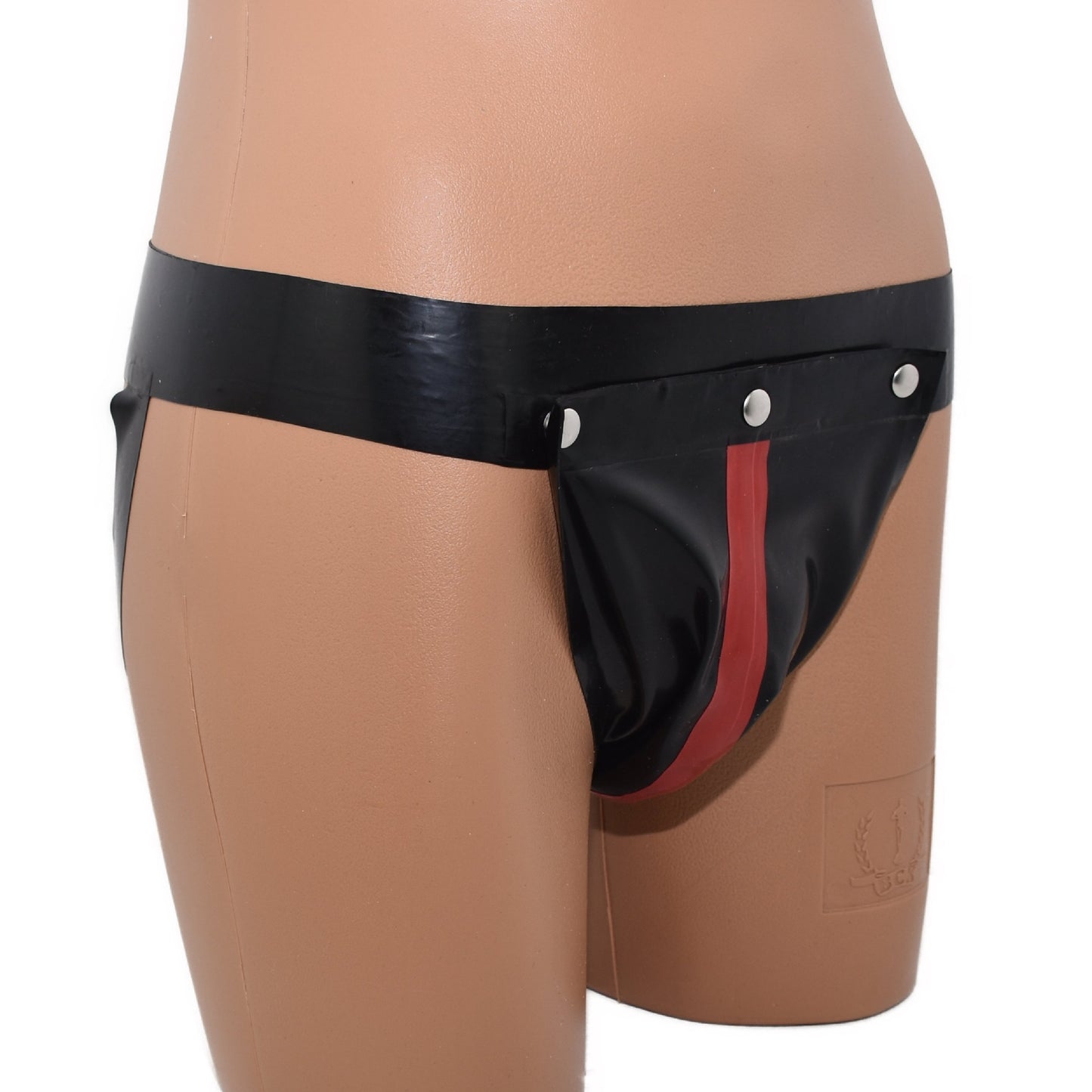 Latex chaps and jocks with snap fasteners, 2-piece set