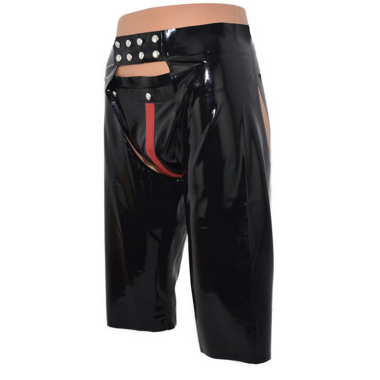 Latex chaps and jocks with snap fasteners, 2-piece set