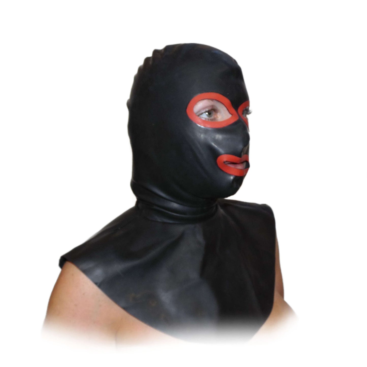 Latex Henker Maske Schwarz/Rot 0,4 mm