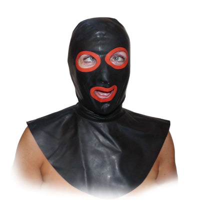 Latex Henker Maske Schwarz/Rot 0,4 mm