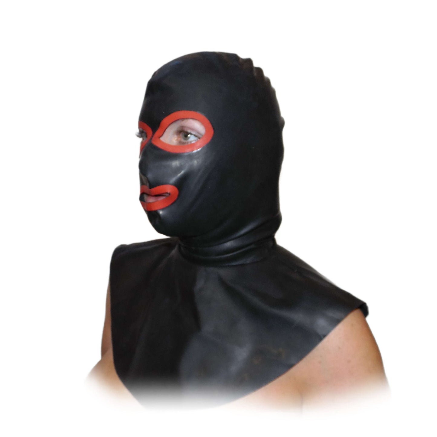 Latex Henker Maske Schwarz/Rot 0,4 mm