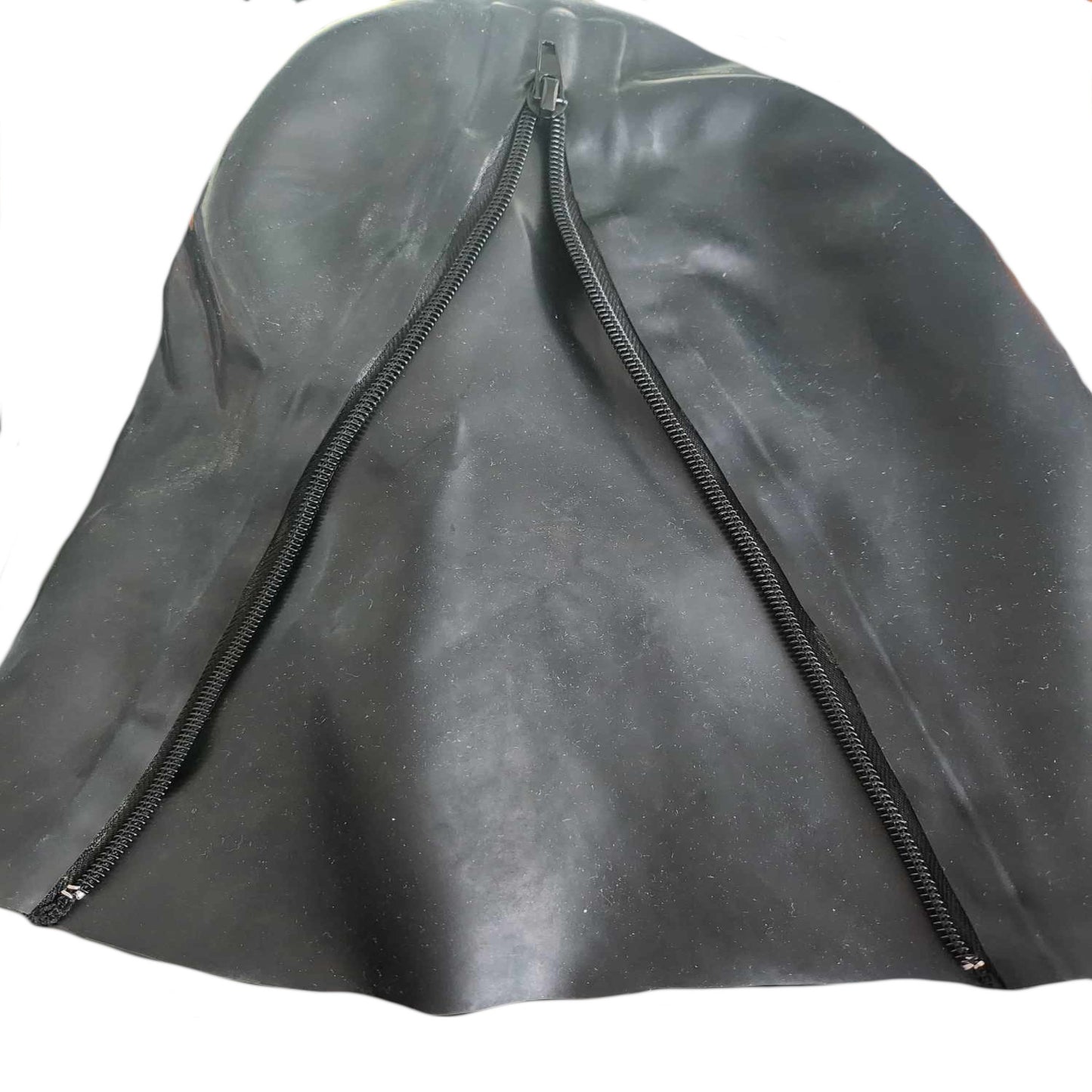 Latex Maske mit Mundstück und Nasenröhrchen 0,4 mm schwarz