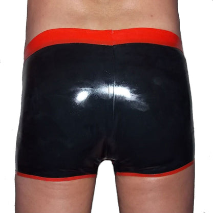 Latex Shorts - Schwarz mit rotem Rand