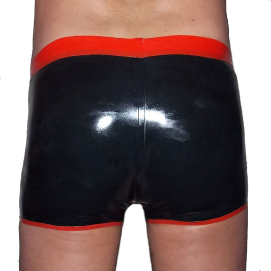 Latex Shorts - Schwarz mit rotem Rand