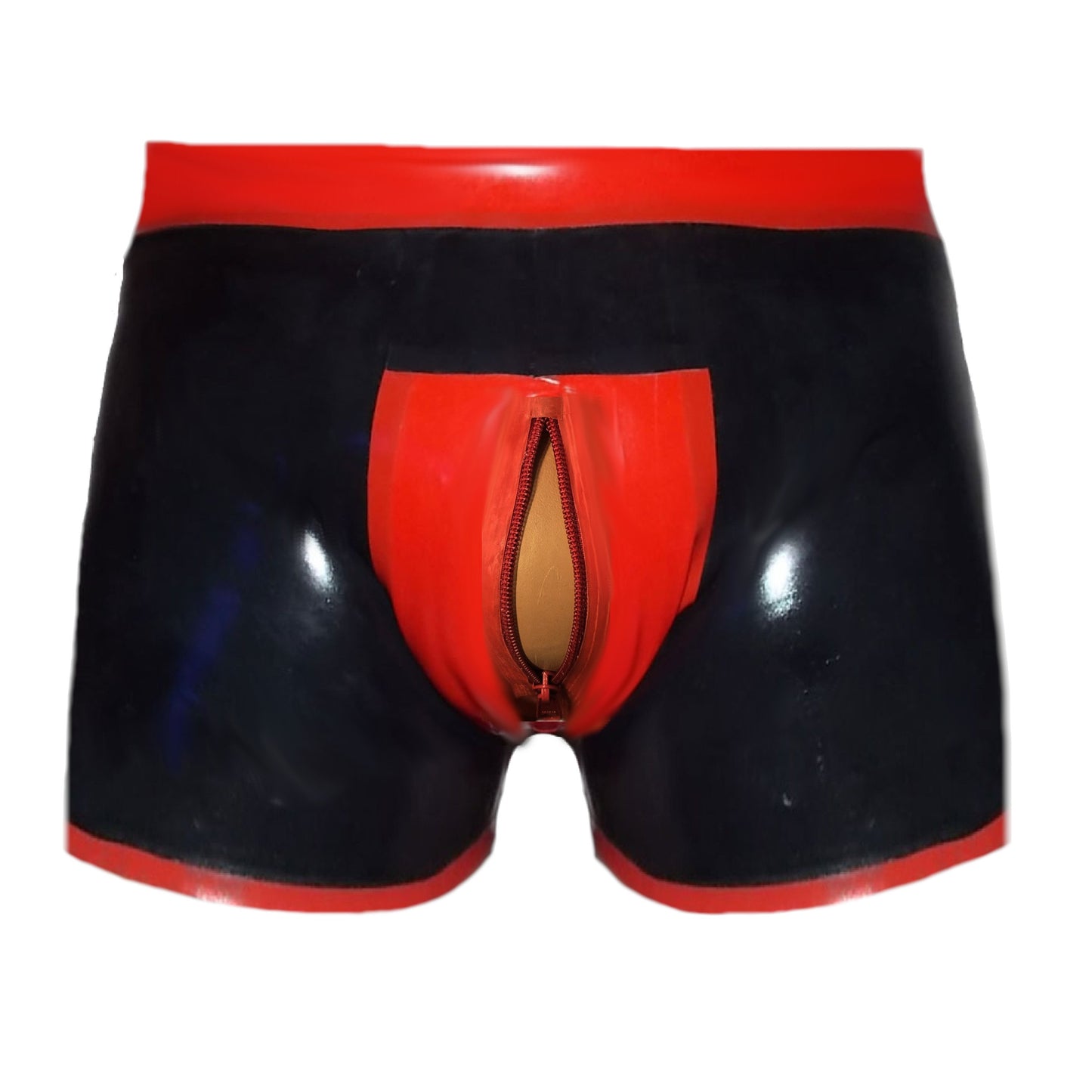 Latex Shorts - Schwarz mit rotem Rand