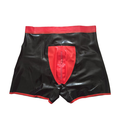 Latex Shorts - Schwarz mit rotem Rand
