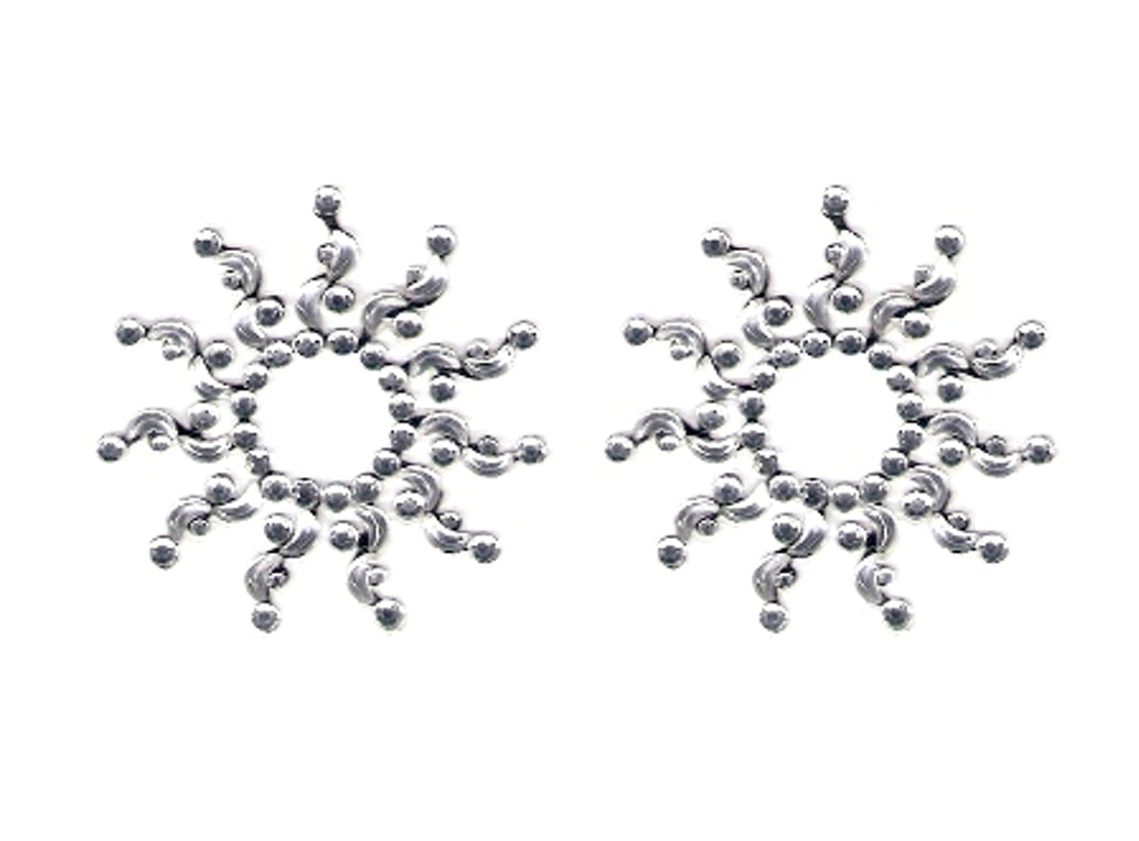 Nipple cover stickers, silver star, round flower
