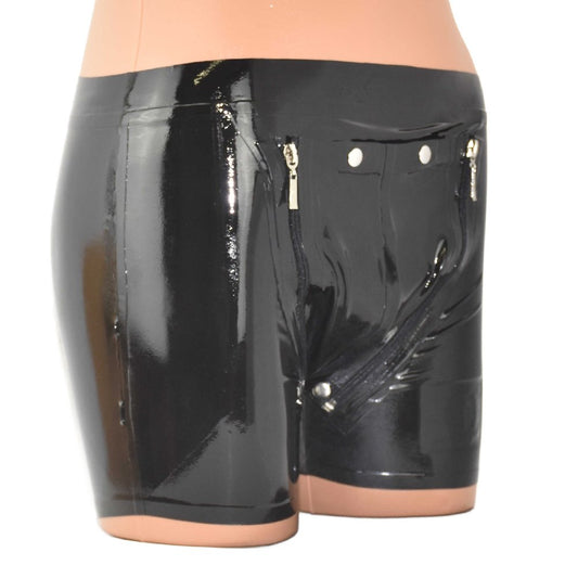 Latex Shorts Doppel-Reißverschluss/Innenbeutel 2.Wahl unsaubere Klebestelle