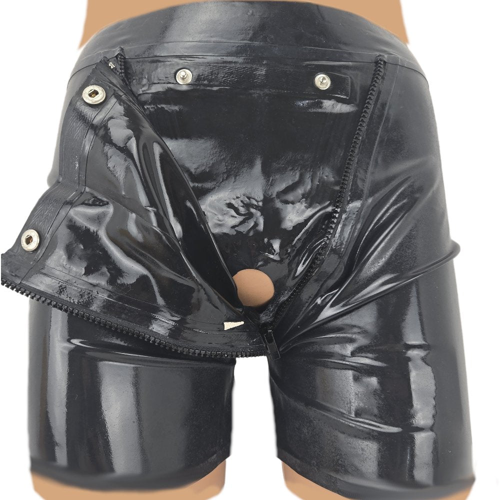 Latex Shorts Doppel-Reißverschluss/Innenbeutel 2.Wahl unsaubere Klebestelle