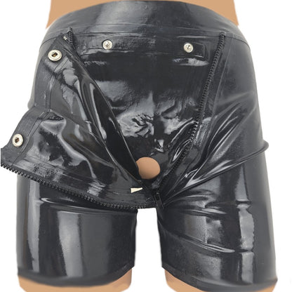 Latex Shorts Doppel-Reißverschluss/Innenbeutel 2.Wahl unsaubere Klebestelle