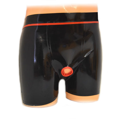 Latex shorts with front opening