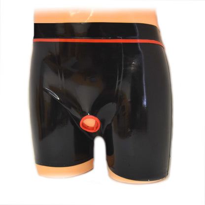Latex shorts with front opening