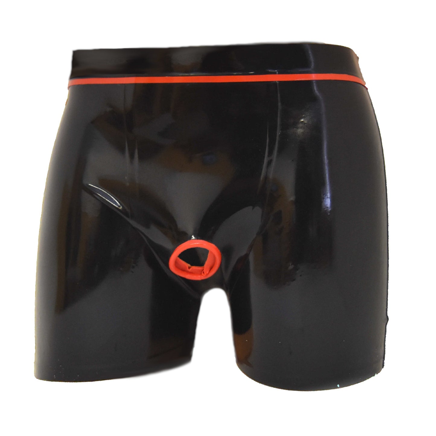 Latex shorts with front opening