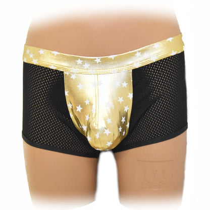Boxer shorts with shiny pouch, transparent fabric