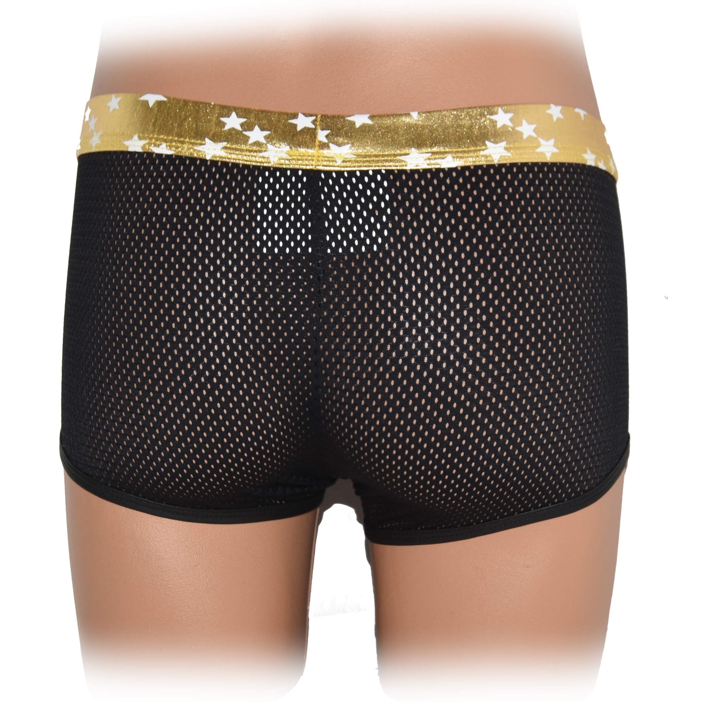 Boxer shorts with shiny pouch, transparent fabric