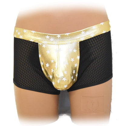 Boxer shorts with shiny pouch, transparent fabric