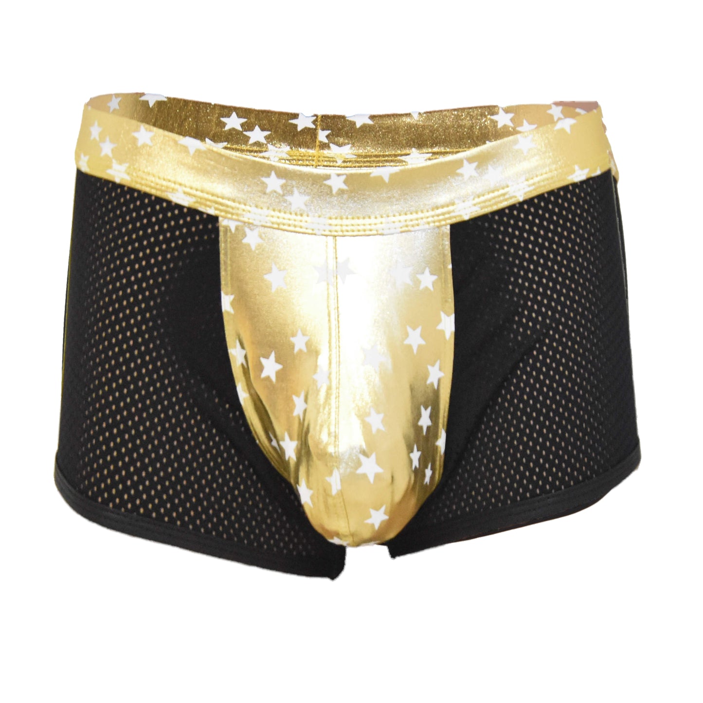 Boxer shorts with shiny pouch, transparent fabric