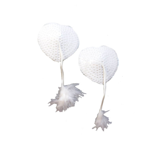 Nippel Cover Herz mit Pailletten und Feder