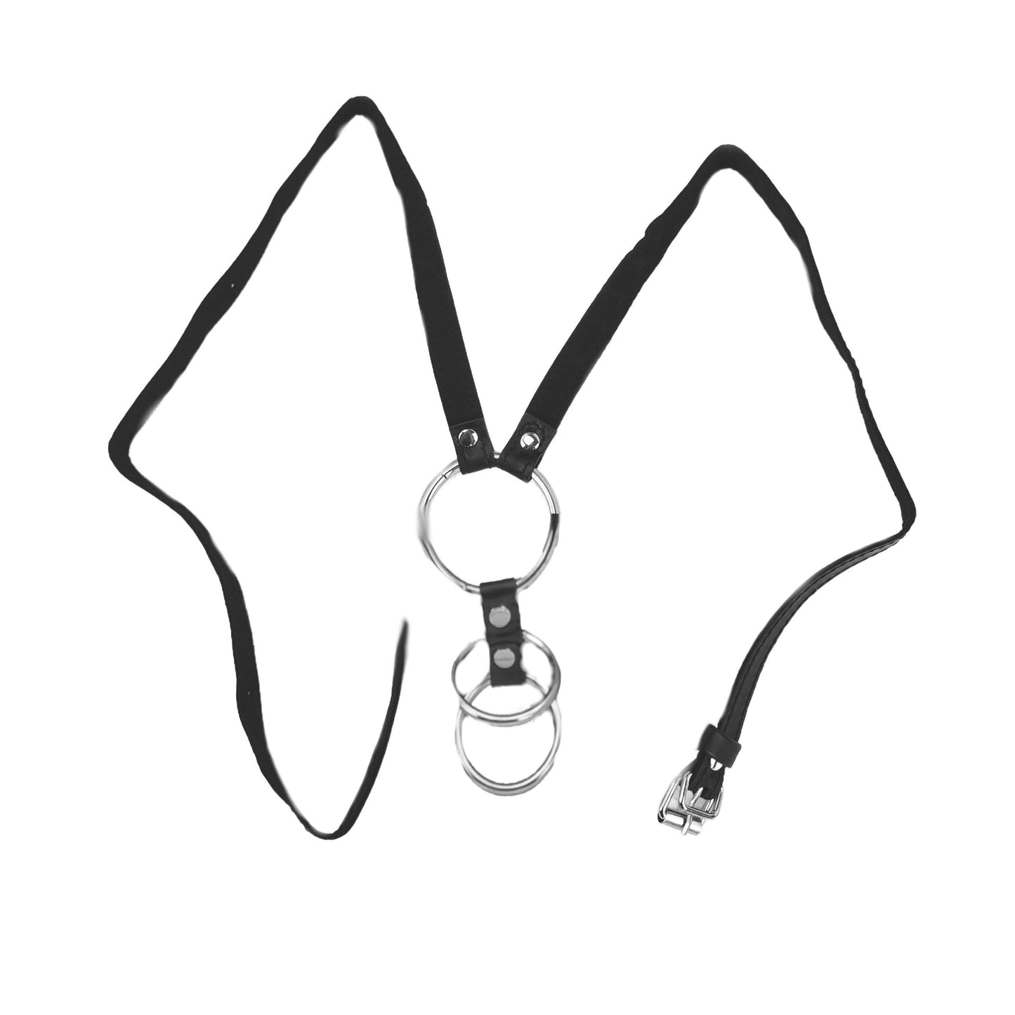 Male Leather Shorts with 3 Penis Rings