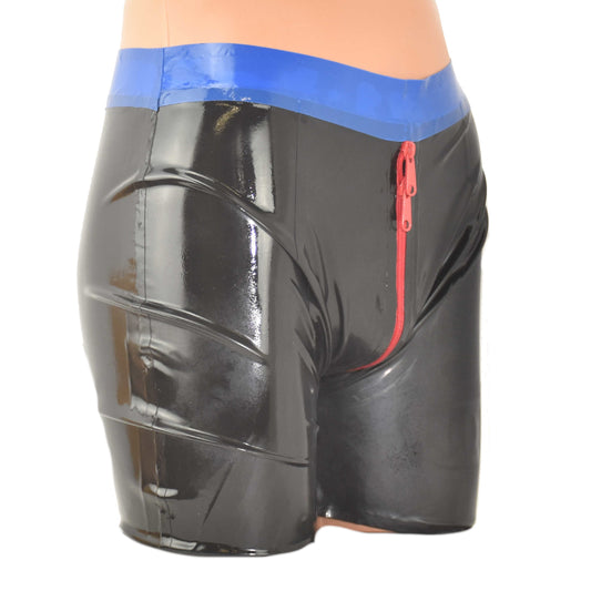 Latex Shorts Zwei-Wege-Reißverschluss durchgehend