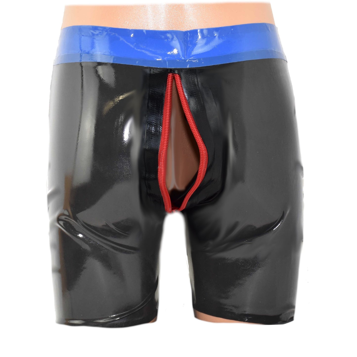 Latex Shorts Zwei-Wege-Reißverschluss durchgehend