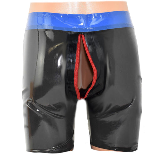 Latex Shorts Zwei-Wege-Reißverschluss durchgehend