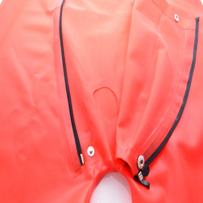 Latex Shorts mit schwarzem Doppel-Reißverschluss/Innenbeutel Rot
