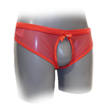 Red Netted Open Back Hipster Panty