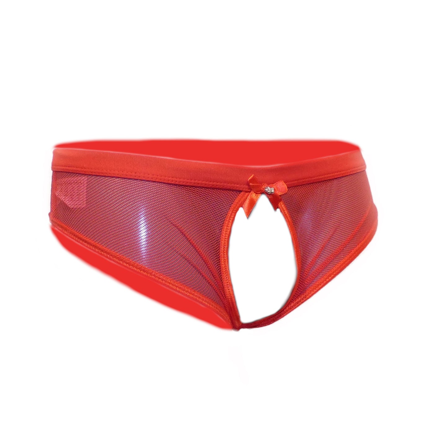 Red Netted Open Back Hipster Panty
