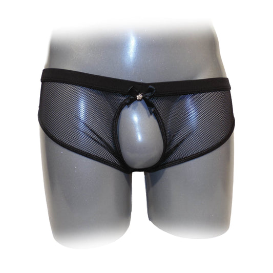 Black Netted Open Back Hipster Panty