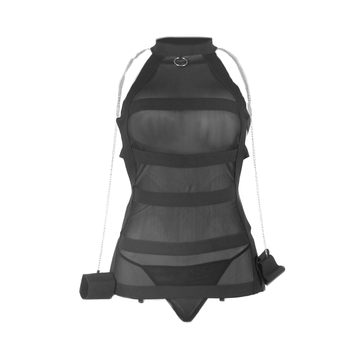 Banded net dress with chains