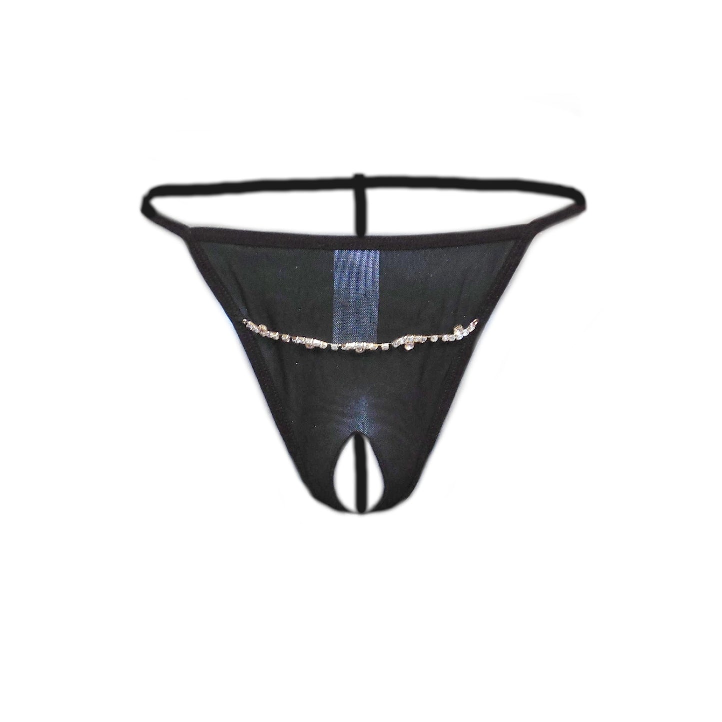Open string bikini top with rhinestones