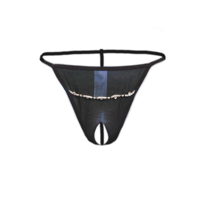 Open string bikini top with rhinestones