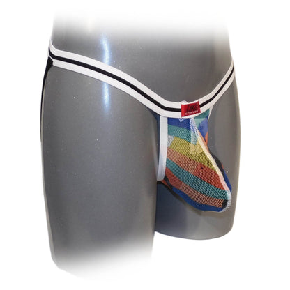 Transparent jockstrap with mesh pocket at the front
