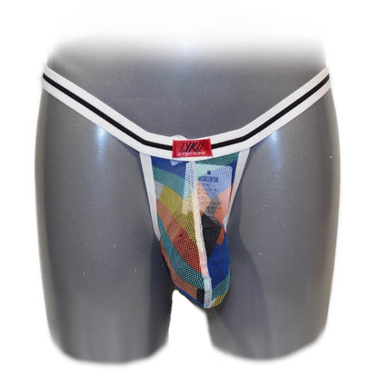 Transparent jockstrap with mesh pocket at the front
