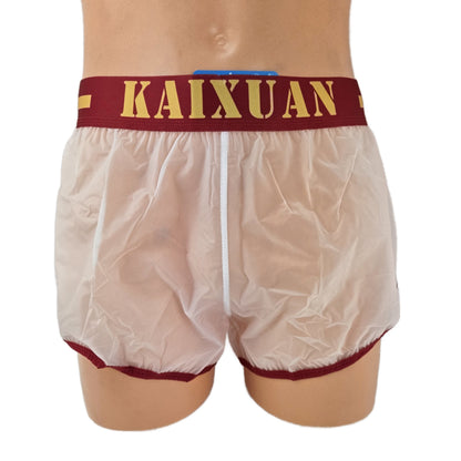Boxershorts Kunststoff-transparent roter Bund