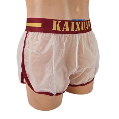 Boxershorts Kunststoff-transparent roter Bund