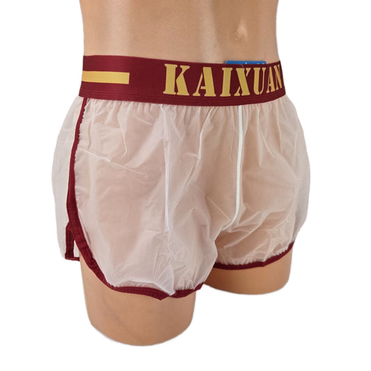 Boxershorts Kunststoff-transparent roter Bund