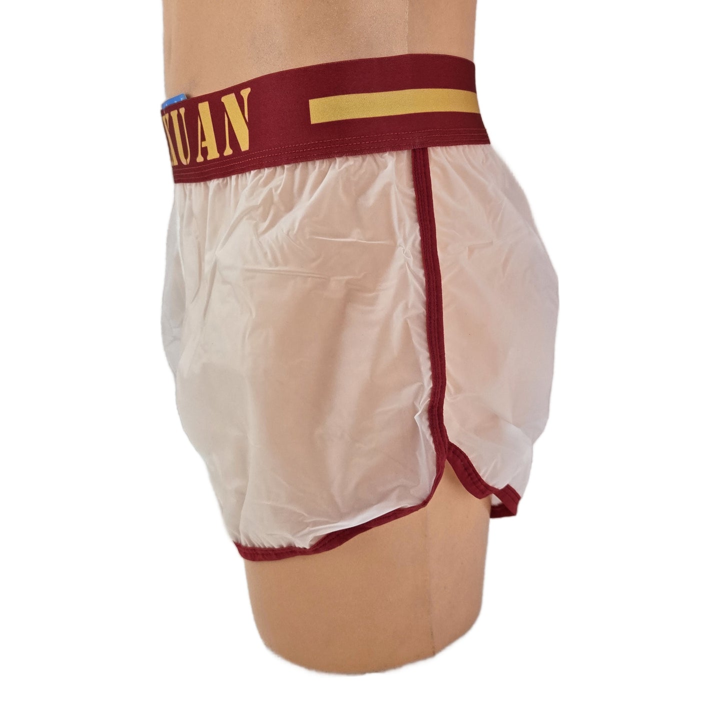 Boxershorts Kunststoff-transparent roter Bund