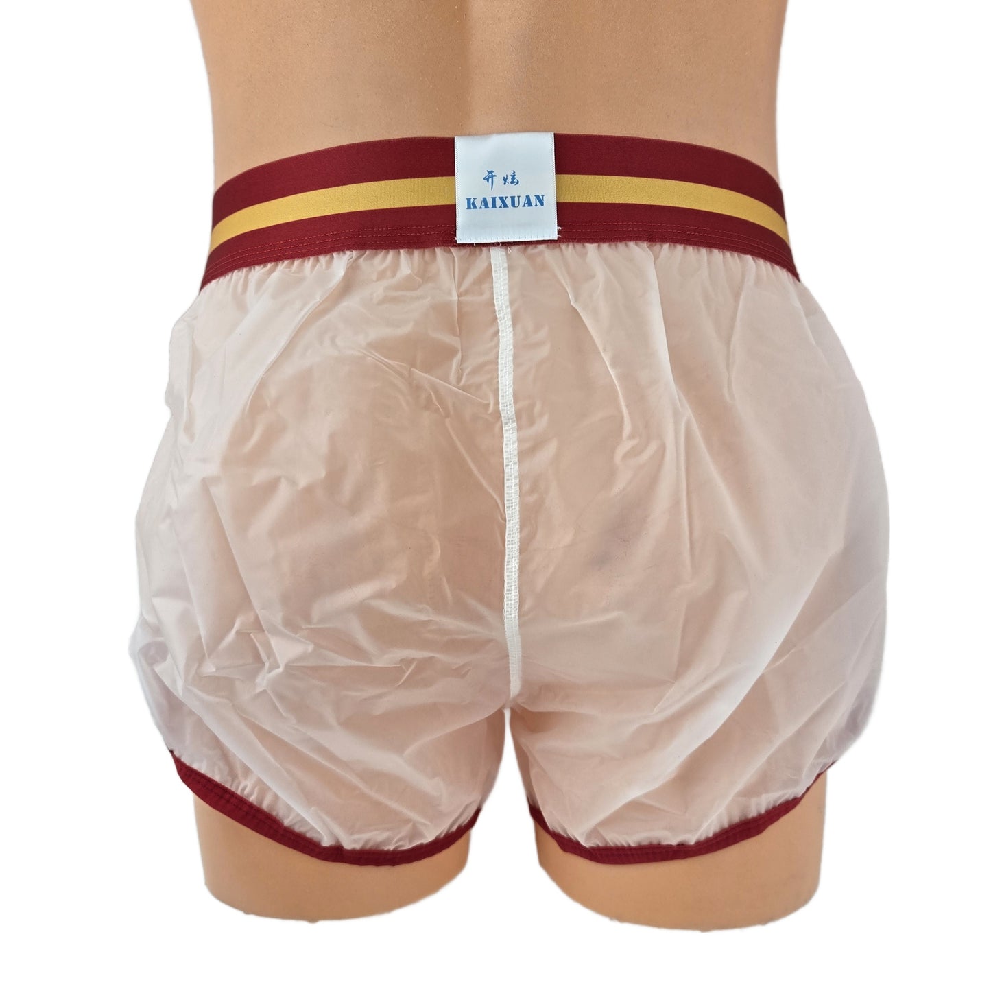 Boxershorts Kunststoff-transparent roter Bund