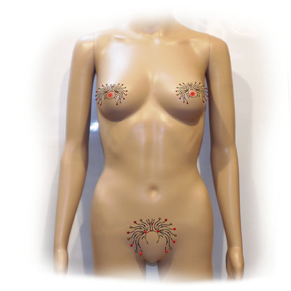 Nippelcover Aufkleber 3-er Set Brust und Schambein