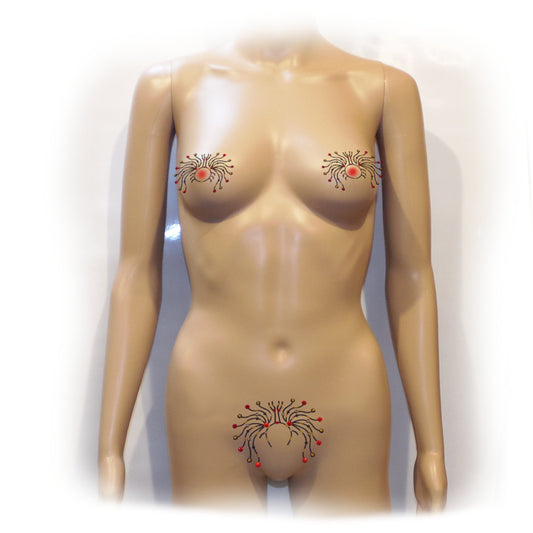 Nippelcover Aufkleber 3-er Set Brust und Schambein