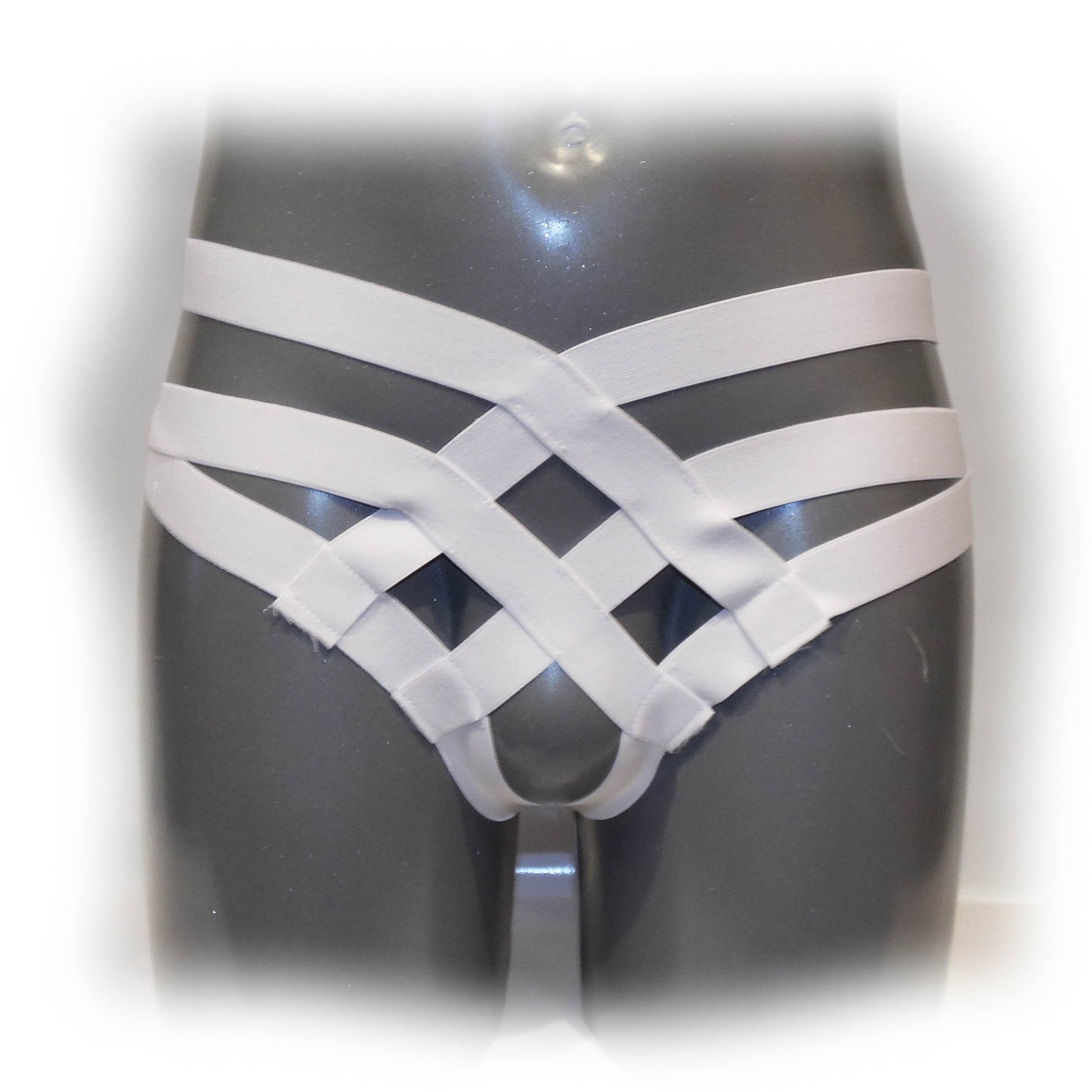 White Cage Bandage Brief Thong