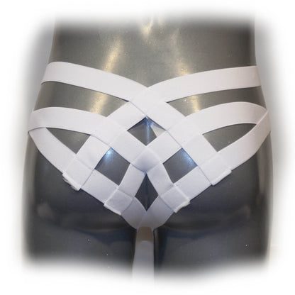 White Cage Bandage Brief Thong