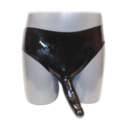 Latex Slip mit Penisschaft und Schlauch hinten