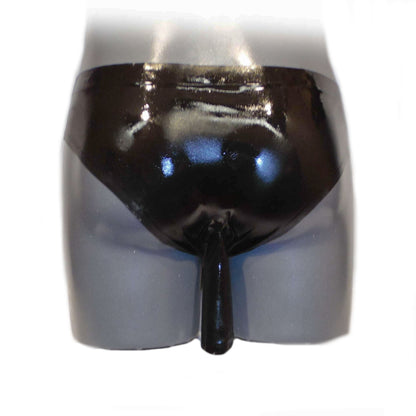 Latex Slip mit Penisschaft und Schlauch hinten