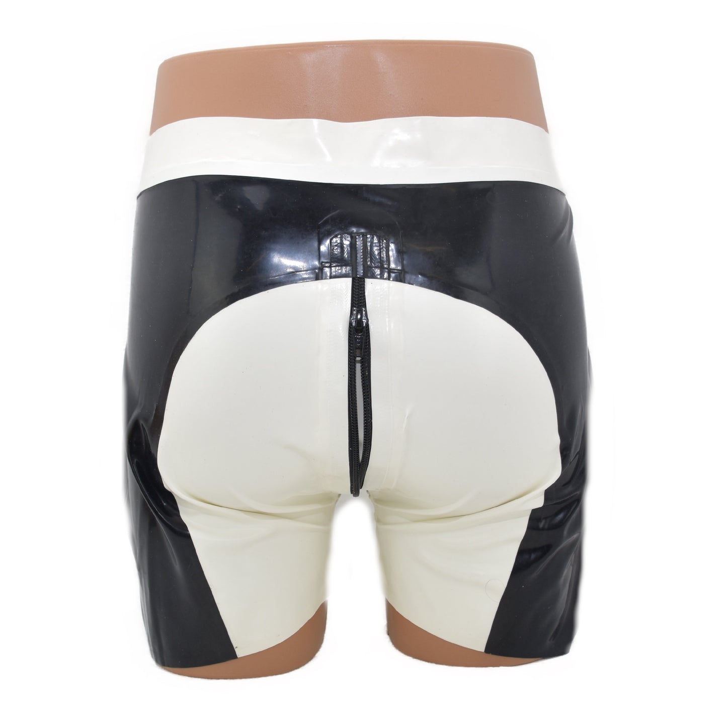 Latex Shorts mit durchgehendem Zwei-Wege-Reißverschluss