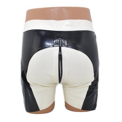 Latex Shorts mit durchgehendem Zwei-Wege-Reißverschluss