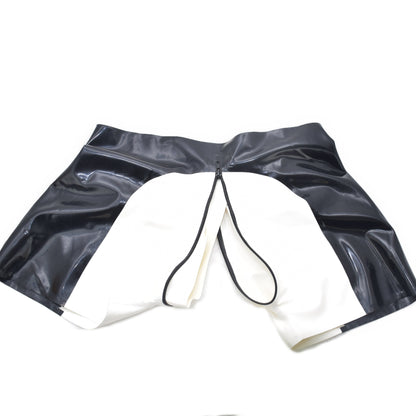 Latex Shorts mit durchgehendem Zwei-Wege-Reißverschluss