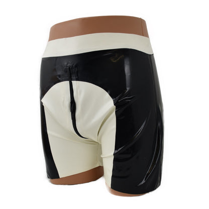Latex Shorts mit durchgehendem Zwei-Wege-Reißverschluss